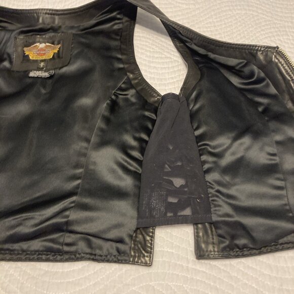 HARLEY-DAVIDSON Women’s Leather Motorcycle Vest w/ Lace-up Sides Size S - Picture 10 of 12